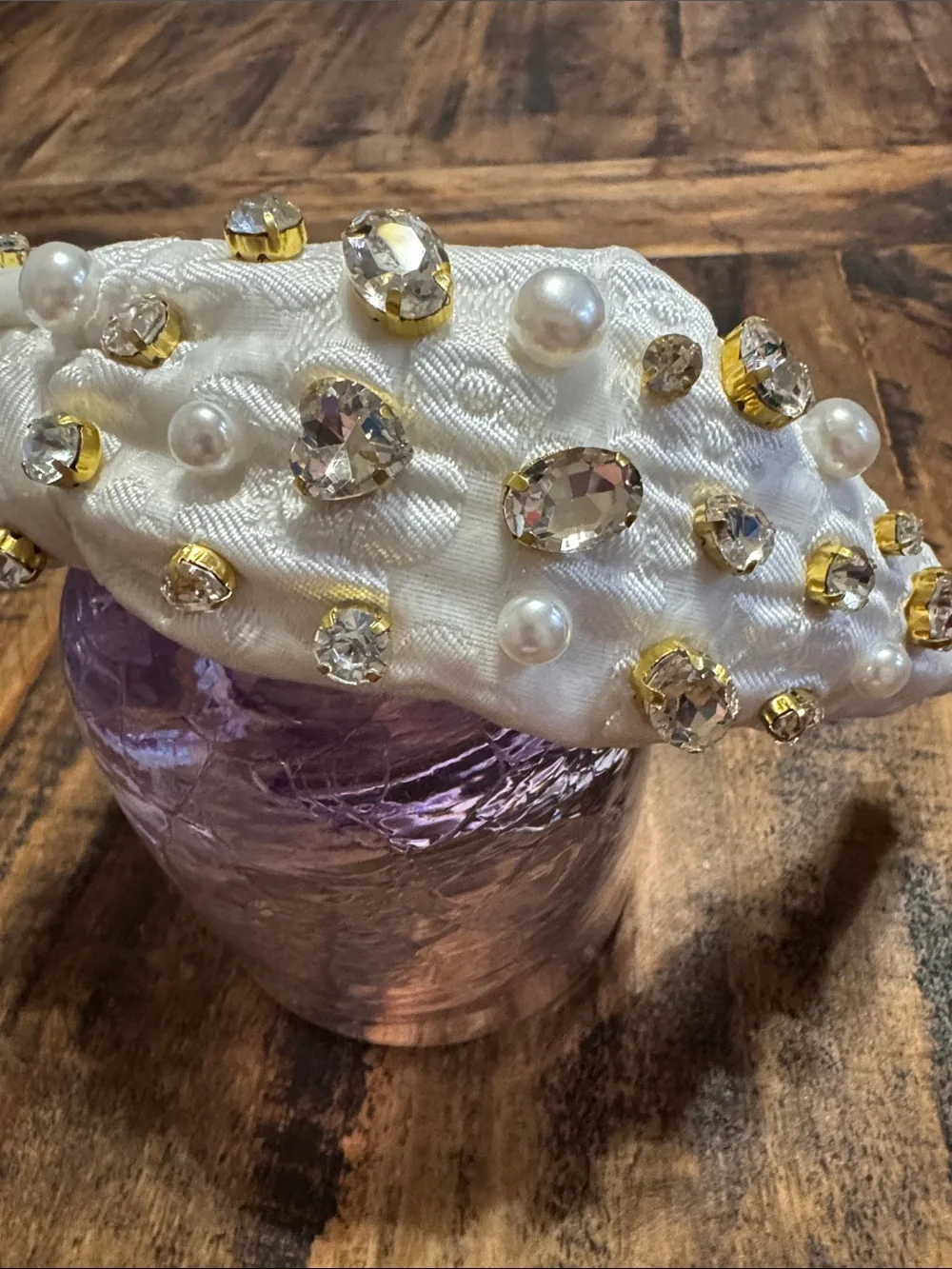Buddy Love x Brianna Cannon White Knotted Pearl & Crystal Embellished Headband